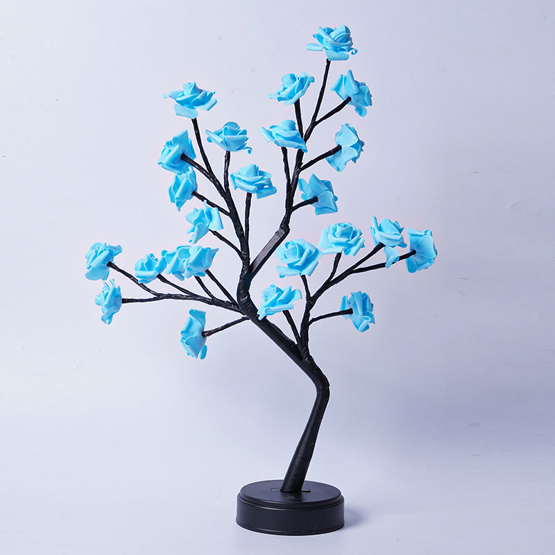 Lampe de table en forme d'arbre à fleurs et de roses, veilleuse de bureau féerique, alimentée par USB, cadeaux pour mariage, Saint-Valentin, décoration de Noël