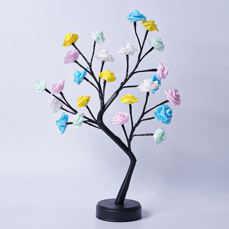 Lampe de table en forme d'arbre à fleurs et de roses, veilleuse de bureau féerique, alimentée par USB, cadeaux pour mariage, Saint-Valentin, décoration de Noël