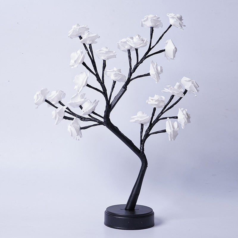 Lampe de table en forme d'arbre à fleurs et de roses, veilleuse de bureau féerique, alimentée par USB, cadeaux pour mariage, Saint-Valentin, décoration de Noël