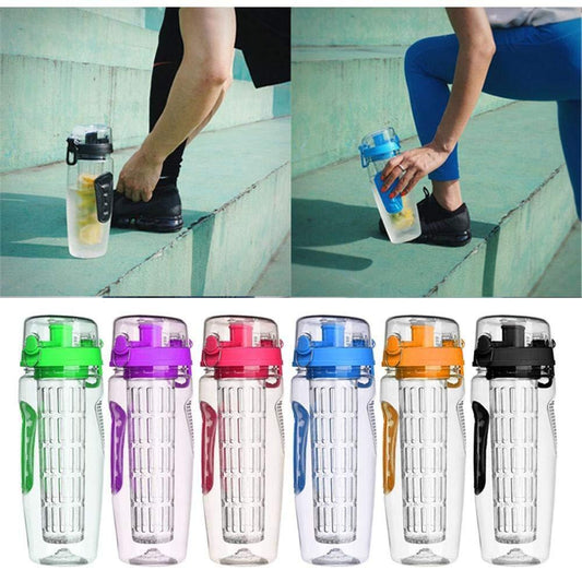 Water Fruit Infuser Bottle – Plastic Sports Juice Shaker with Fruit Infuser for Hydration