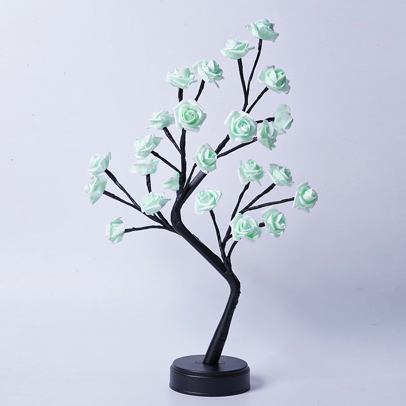 Lampe de table en forme d'arbre à fleurs et de roses, veilleuse de bureau féerique, alimentée par USB, cadeaux pour mariage, Saint-Valentin, décoration de Noël