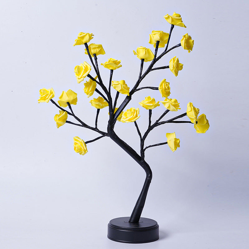 Lampe de table en forme d'arbre à fleurs et de roses, veilleuse de bureau féerique, alimentée par USB, cadeaux pour mariage, Saint-Valentin, décoration de Noël